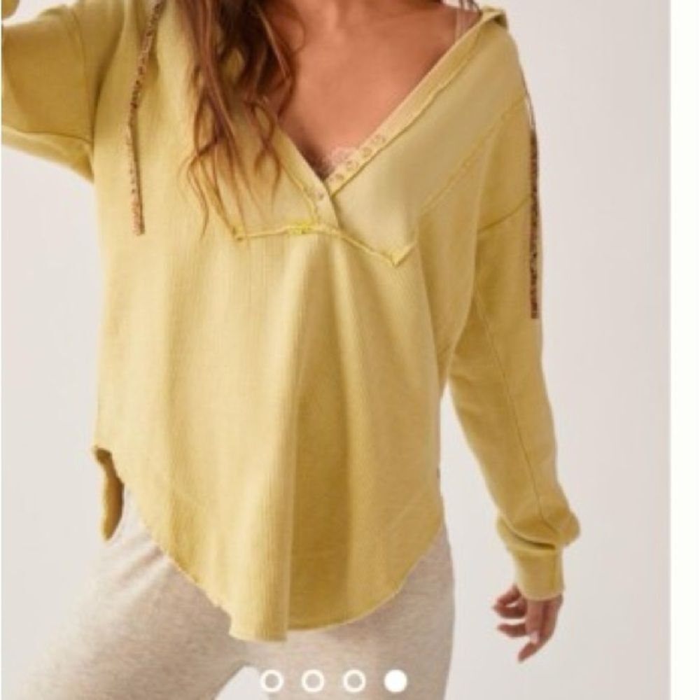Anthropologie Pilcro Cotton V neck Hoodie Top Oversized XS